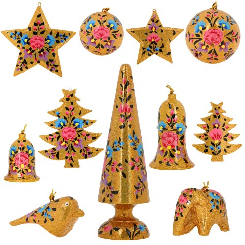 Wholesale Christmas Decorations Paper Mache Hanging Tree Ornaments