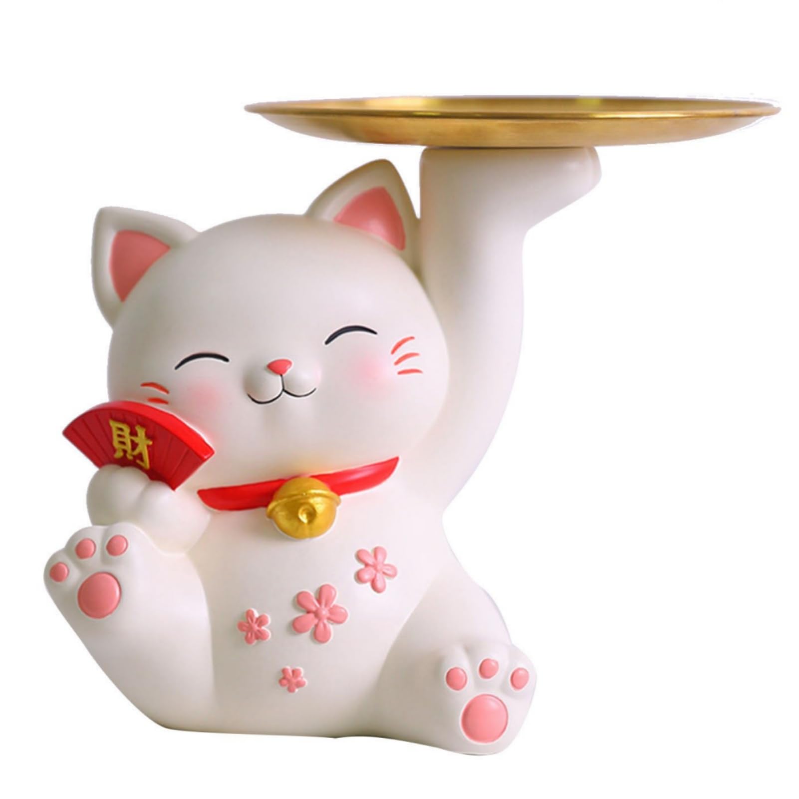 Key Tree, Wood Key Tray for Entryway Table Tabletop Key Holder Tree Jewelry Stand Display Japanese Lucky Cat Storage Tray Statue(03)
