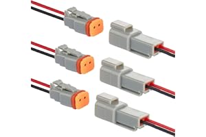 HYAT 14 AWG 2 Pin DT Connector Waterproof Automotive Electrical Connector, Male and Female Way Auto Electrical Wire Connectors Harness for Car Truck Boat Motorcycle Trike Caravan - 3 Pack, Grey