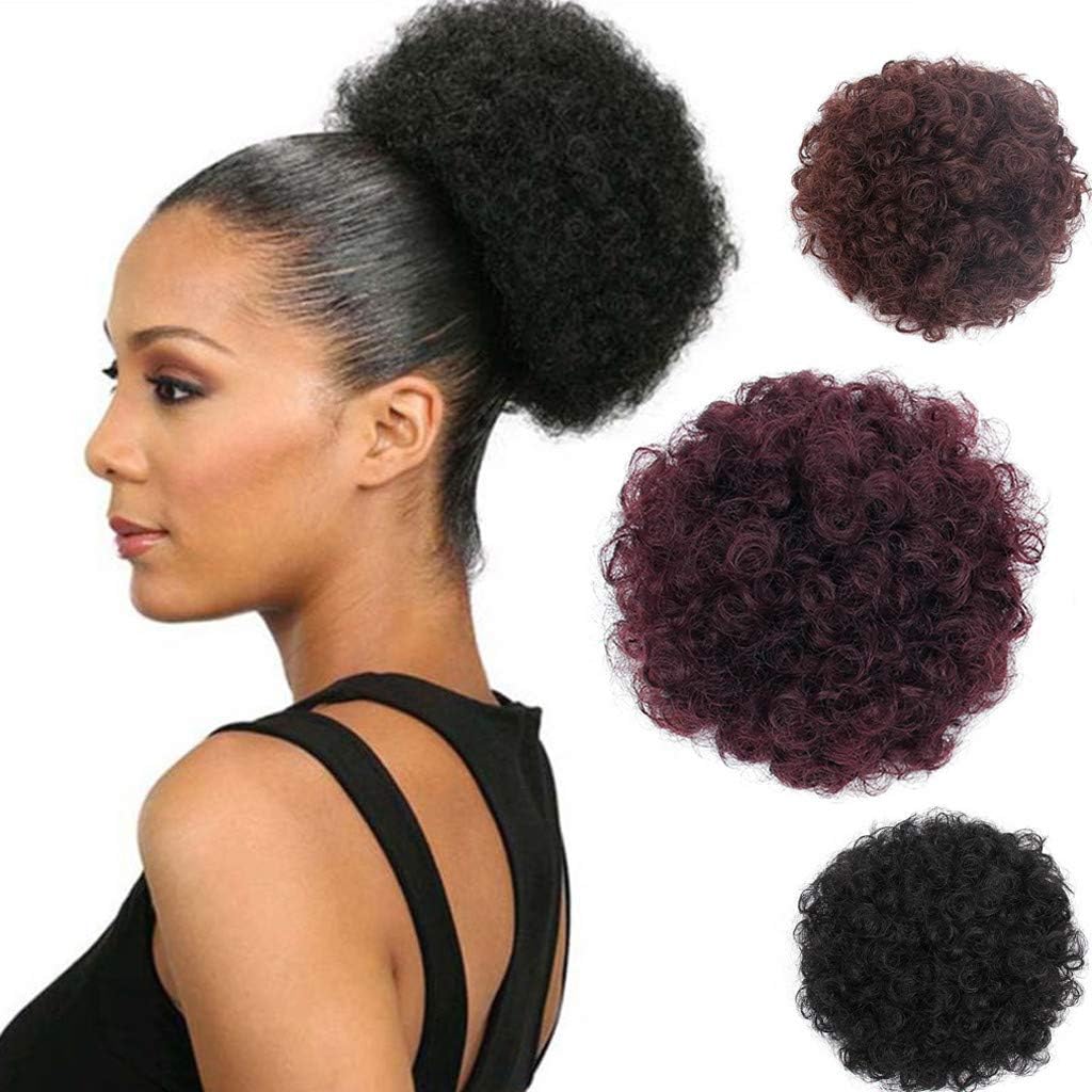 Women Black Brizilian Afro Puffy Fluffy Hair Extensions Clip In Half Curly Elegance Fashion Hairpiece