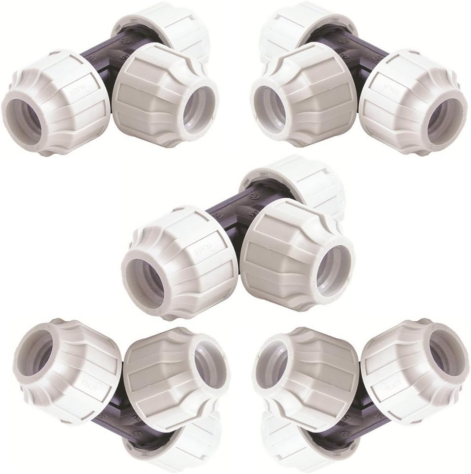 STP Fittings 08399325 Polypropylene T-Piece Connector Set for 25 mm Polyethylene Tube