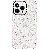 Dumkery Cute Pink Flowers Case Compatible with iPhone 13 Pro Max Clear Case, Floral Leaf Aesthetic Pattern, Soft TPU Full Body Protection Shockproof Girly Cases Cover for Girls Women