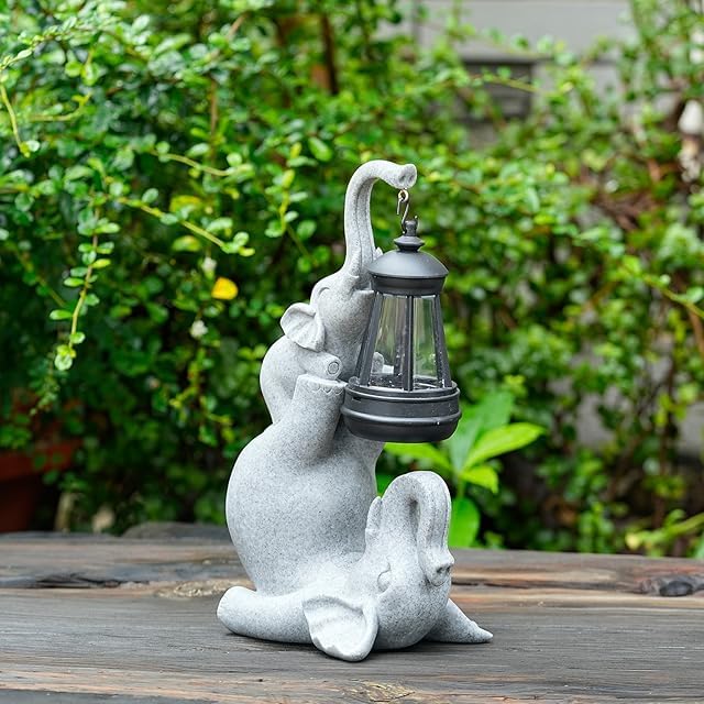 Solar Garden Statue Lights, 10 Inch Outdoor Resin Figurine Lights for Patio, Balcony, Lawn, Yard Decoration (Feet)