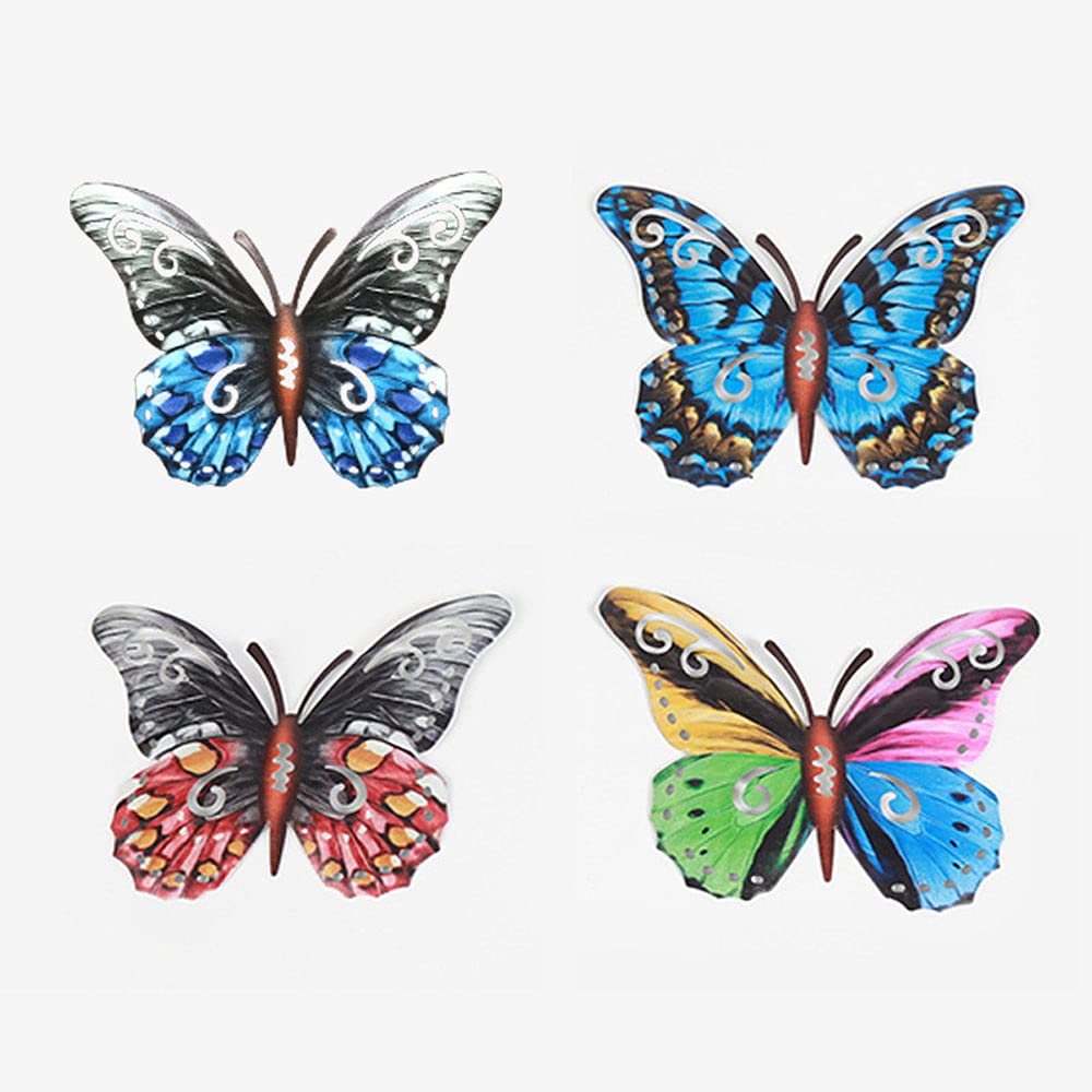 CENPEK 4 Pack Metal Butterfly Wall Art Hanging Decor for Patio Garden Backyard Outdoor