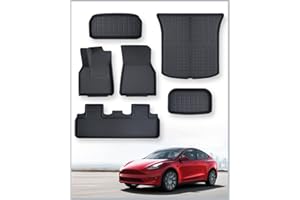 TAPTES Floor Mats Full Set for Tesla Model Y Accessories 2025 2024 2023 2022 2021, XPE All Weather for Model Y Floor Mats 2021-2025 Front Rear Trunk Cargo Liner Mat, Interior Accessories 5 Seater