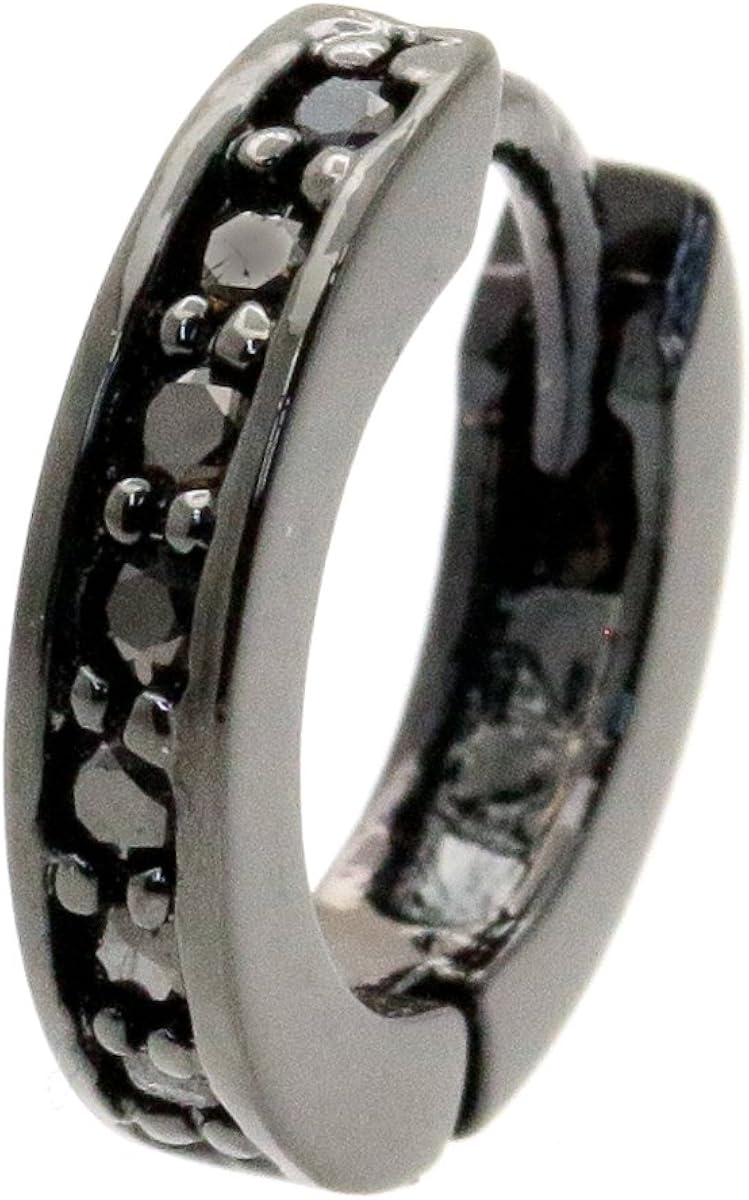 アズーロ Azzurro 7ストーンシンプルフープピアス シルバー925 ブラック メンズ Az29 Blk ピアス 通販 Amazon