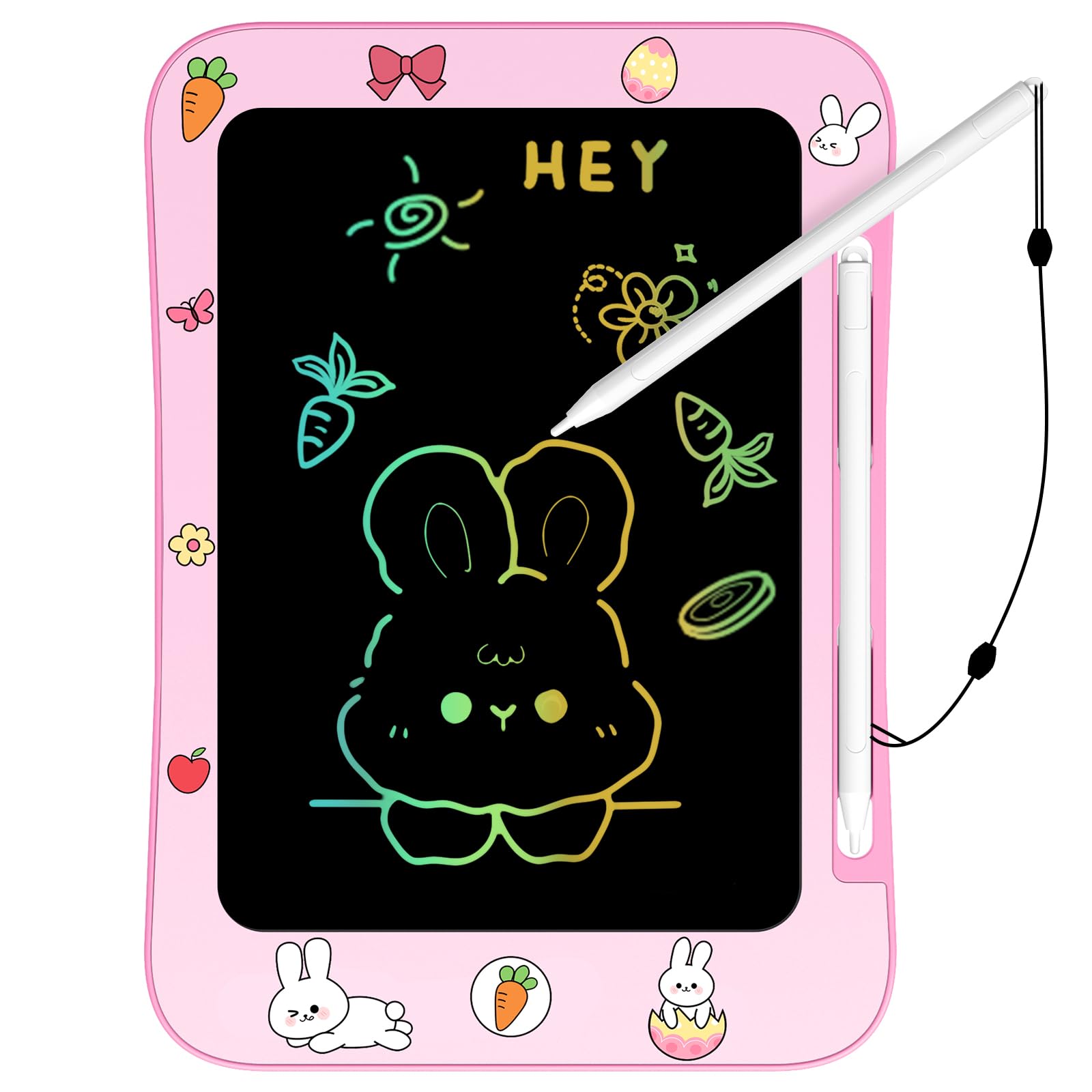 Genialba LCD Writing Tablet for Kids, Colorful Screen Drawing Board for 3-7 Year Old Boys & Girls - Educational Toys for Birthday & Christmas (Rabbit)