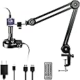 NICE-POWER Digital Microscope, 48MP 4K 1080P HDMI Type-C/USB Industrial Video Microscope Camera, 150X Zoom C-Mount Lens, Foldable Stand, LED Ring Light, Soldering Microscope for Electronics Repair