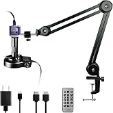 NICE-POWER Digital Microscope, 48MP 4K 1080P HDMI Type-C/USB Industrial Video Microscopes Camera, 150X Zoom C-Mount Lens, Foldable Stand, LED Ring Light, Soldering Microscope for Electronics Repair