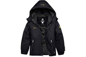 GEMYSE Boy's Waterproof Ski Snow Jacket Hooded Fleece Windproof Winter Jacket