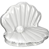 BOXOB 57" Seashell Pool Float, Thickened Inflatable Giant Sea Shell Sofa Bed Mattress with Pearl Ball for Tanning, Ocean Merm