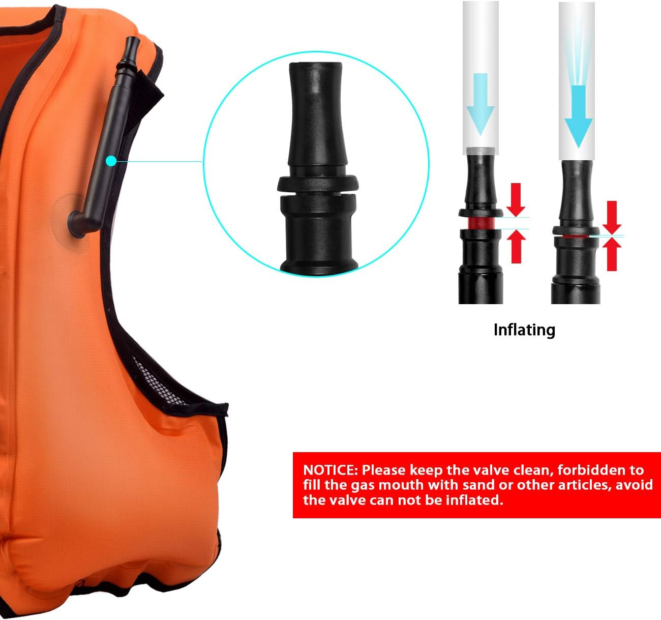 OMOUBOI Floatage Jackets Adult Lightweight Inflatable Snorkel Vest with Adjustable Leg Straps for Men Women Suitable for 90-220lbs for Outdoor Water Sports (Orange): Sports & Outdoors