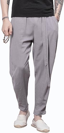 Amazon サルエルパンツ メンズ 袴パンツ ワイドパンツ ファッション 麻 クロップド カジュアル 無地 ゆったり 通気性 大きいサイズ ミディアムパンツ 通販