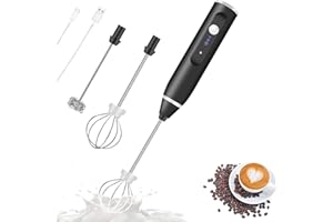 MESOCO Milk Frother Handheld, Immersion Blender Cordlesss Foam Maker USB Rechargeable Small Mixer with 2 Stainless Whisks，Wisker for Stirring 3-Speed Adjustable Mini Frother for Cappuccino Latte Coffee Egg