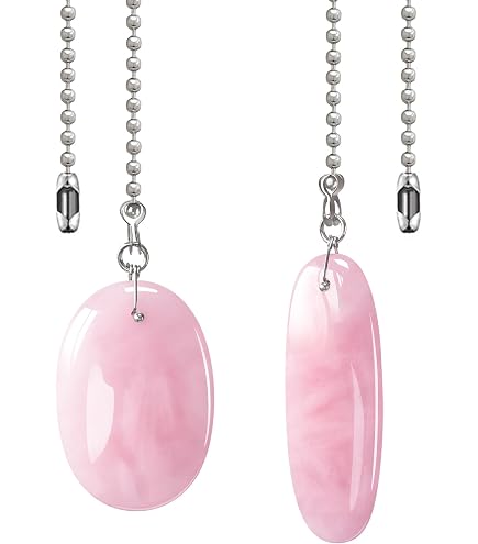 LONGSHENG Ceiling Fan Pull Chain Set – 2 Pink Diamond Crystal Pulls, 20 Inch Chain Extender With Connectors – Wedding & Home Decor