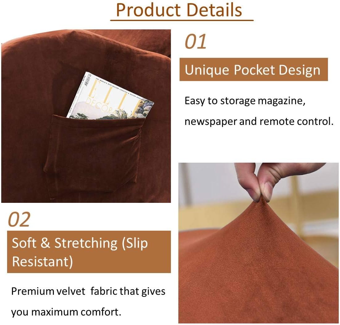 Horeto Com Home Kitchen Home Decor Recliner Cover One Piece Light Brown Slip Covers For Recliners One Piece Recliner Chair Cover Argstar Velvet Recliner Slip Cover Cover For Recliner Chair With Pockets