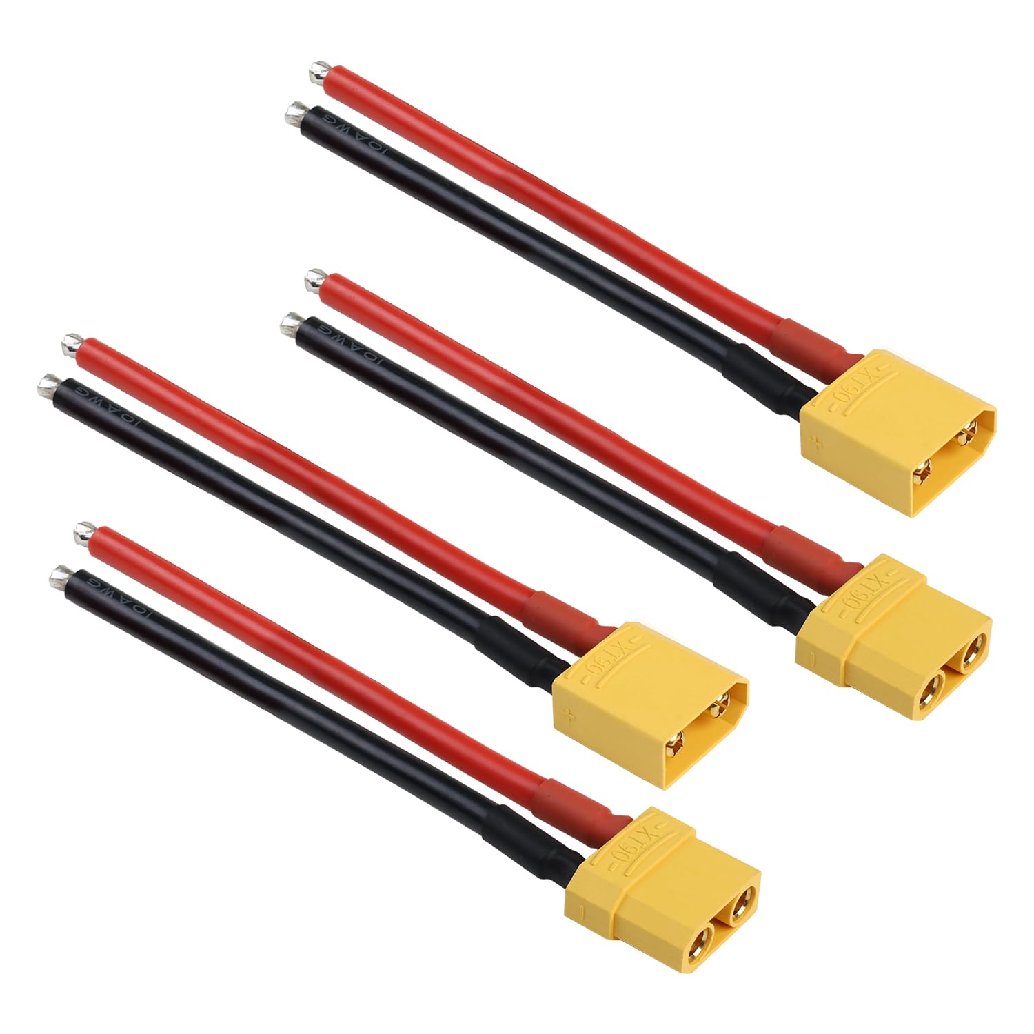 Photo 1 of 2 Pairs TMH XT90 Plug Connector Female and Male with 150mm (10 AWG) Soft Silicone Wire for RC Lipo Battery FPV Cable Drone Car Boat (2 Male+2 Female)