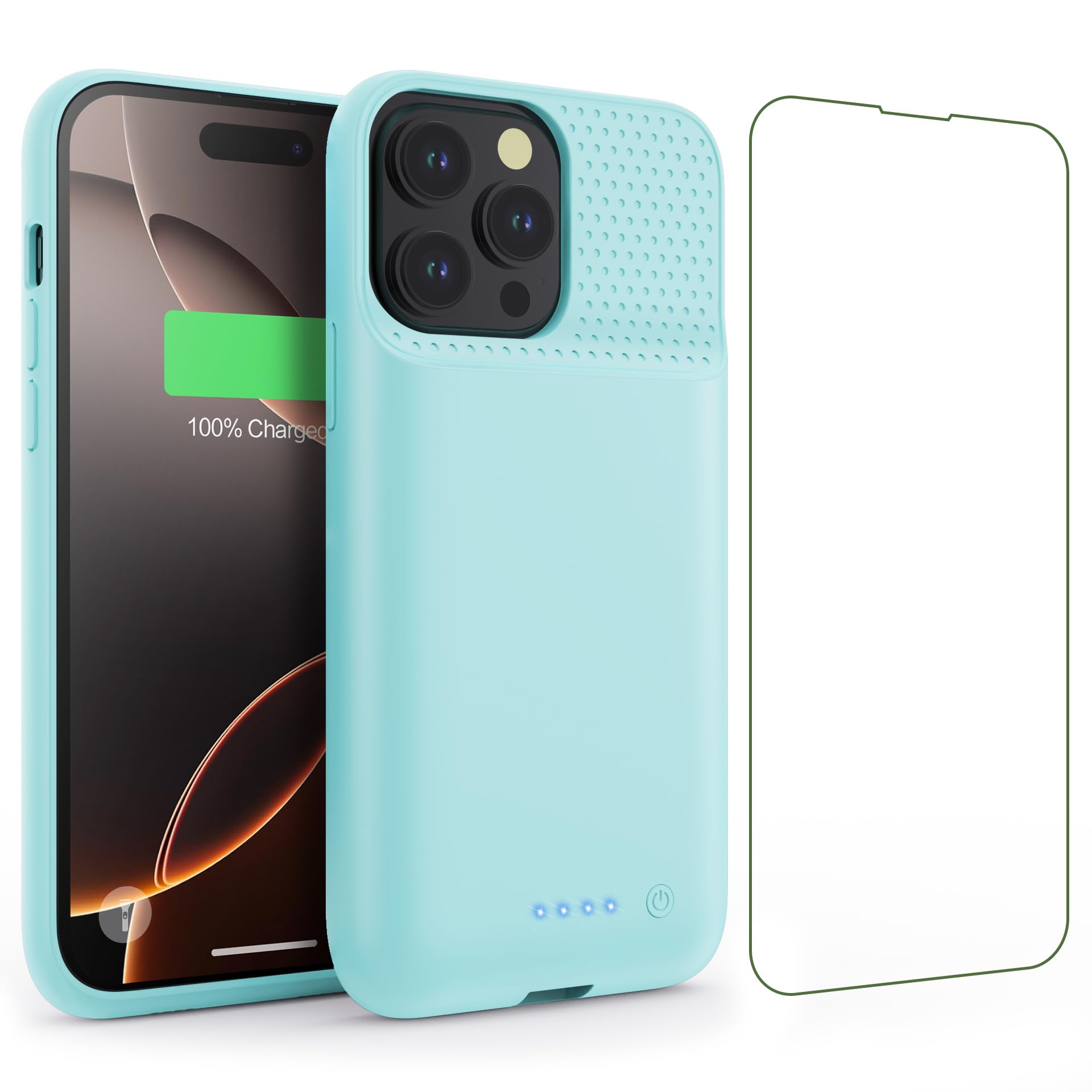 Feob Battery Case for iPhone 16 Pro Max, [2026 Upgraded] 8600mAh Slim Portable Smart Charging Case Rechargeable Protective Extended Charging Cover for iPhone 16 Pro Max (6.9 Inch)-Green