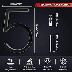 Ripeng 5" Floating Zinc Alloy Address House Number