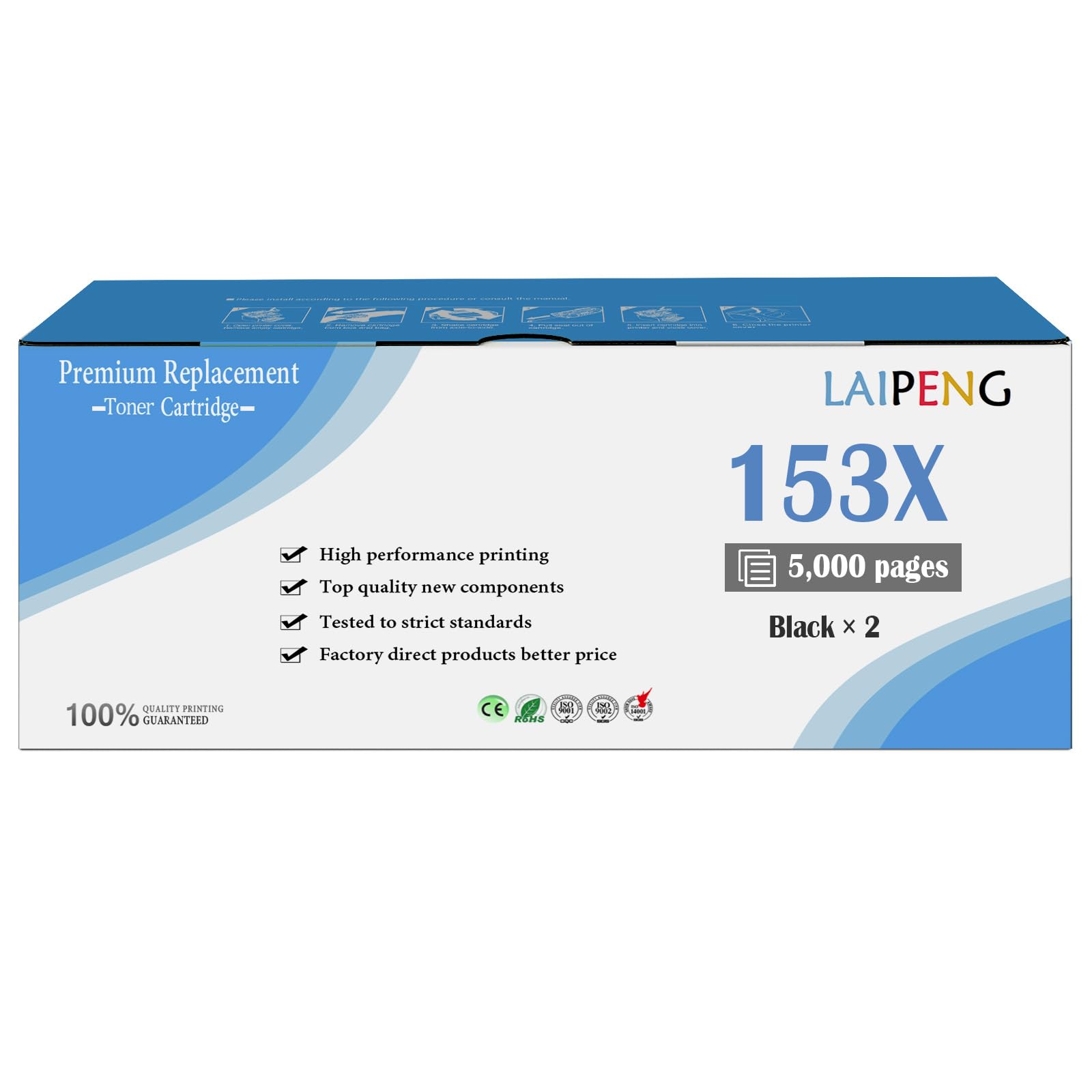 LAIPENG Compatible 153X W1530X ( 153A W1530A ) Toner Reload Kit for 1602 2602 2603 2605 1504w 1604w 2504dw 2604sdw 1504 2504 2606 2606dw MFP 1604 2604 Printers Toner Refill Kit (2 Black)