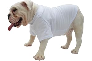 Lovelonglong Bulldog Clothes Dog Clothing Blank T-Shirt Tee Shirts for French Bulldog English Bulldog American Pit Bull Pugs 100% Cotton Skin Care White B-S