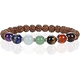 Cherry Tree Collection Chakra Stretch Bracelet | Genuine Natural 8mm Gemstones Beads, Sterling Silver Spacers | Men/Women | Small, Medium, Large Sizes