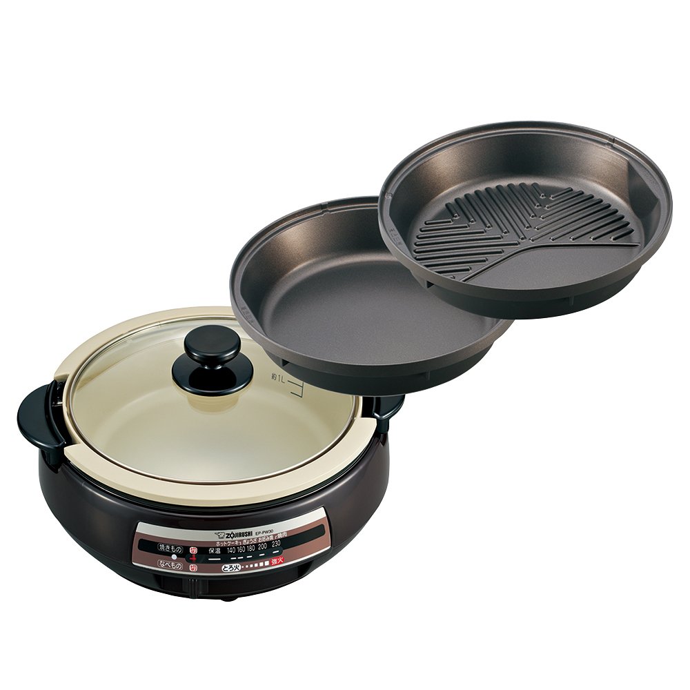 象印 土鍋風なべ&すき焼きなべ&溝つき焼肉プレート グリルなべ  EP-PW30-TA product image