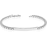 LeCalla 925 Sterling Silver Men's ID Bracelets | Italian 3MM Box Chain ID Bracelets for Men(7.5, 8, 8.5, 9 Inches), Made in Italy