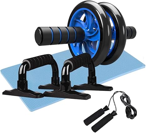 Lixada Rueda Abdominal Kit con Push-UP Bar Cuerda para Saltar Esterilla de Rodilla para Fuerza Muscular Fitness Ejercicio en Casa 4/5pcs: Amazon.es: Deportes y aire libre