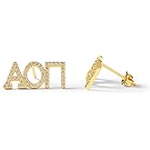 Sorority Shop Alpha Omicron Pi Earrings — AOP 18K Gold Plated Sorority Gifts Earrings, Long-Lasting Alpha Omicron Pi Gifts for Women