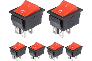 VEXUNGA KCD4 Rocker Switch 20A 125V AC 16A 250V On Off 4 Pin 2 Position Mini Boat Rocker Switch Red Snap DPST Toggle Switches