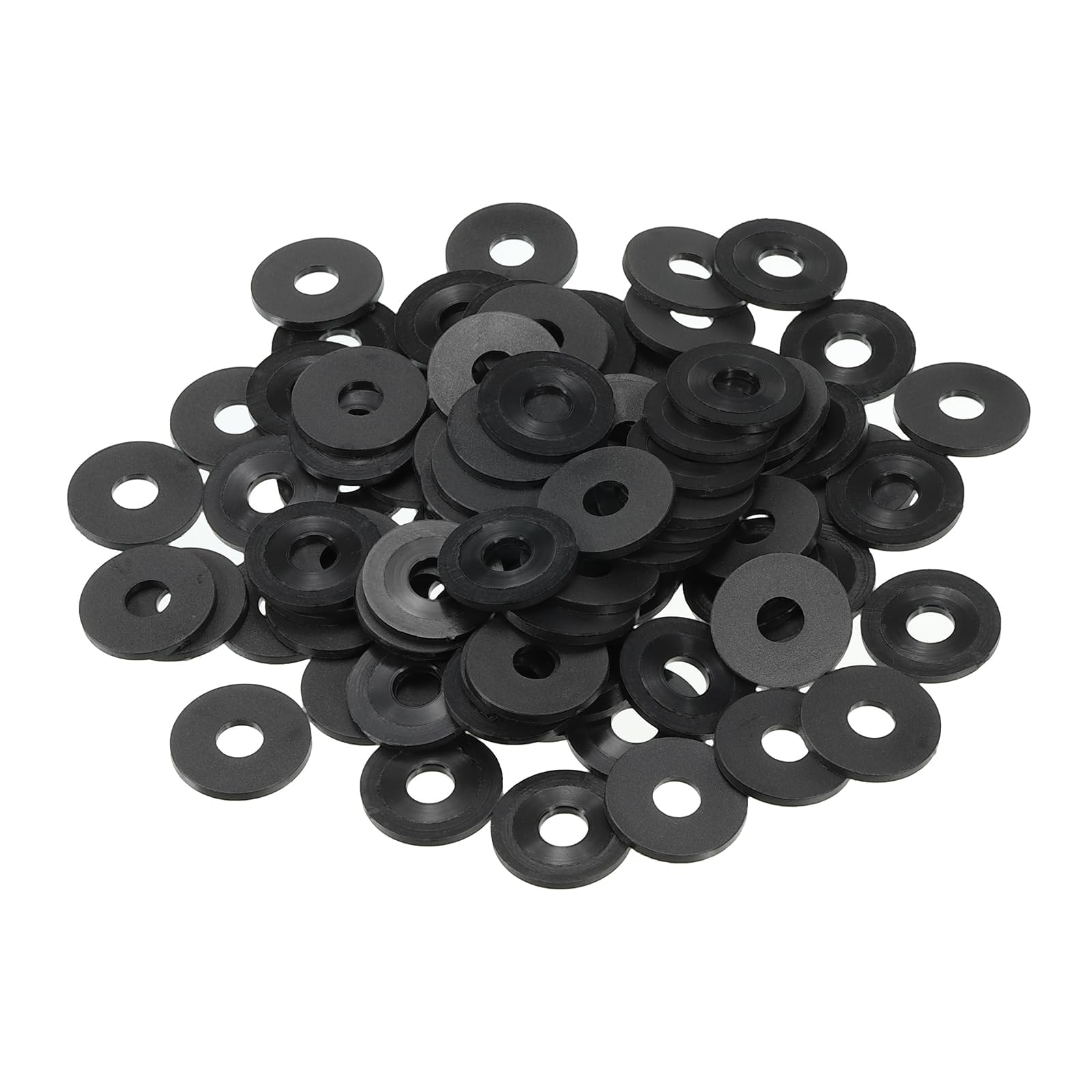 TOP-VIGOR 100Pcs Black Nylon Flat Washers, M6 x 18mm x 1.5mm Insulating Round Seal Spacer Tap Sealing O Ring Gasket for Faucet Pipe Water Hose