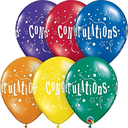 Veil Entertainment Qualatex Congratulations Stars Around Graduation 11" Latex Balloons, 10 CT