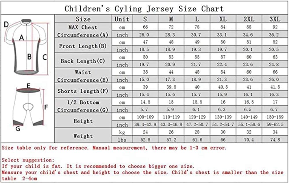 JPOJPO Cycling Bike Shorts Children Bicycle Riding Half Pants 4D Gel Padded Cycle Wear Tights: Clothing