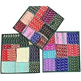 Set Of 3 Designer Throw Pillow Sham Vintage Patchwork Green Cushion Covers 16 x 16