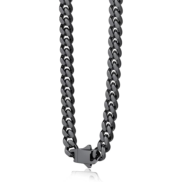 FaithHeart Stainless Steel Cuban Link Chain For Men – 5/9/12mm Gold/Silver/Black, 18-30 Inch Hip Hop Necklace (Gift Box)