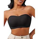 LIIJOO Strapless Bandeau Bra for Women, Wireless Seamless Padded Tube Top with No-Slip Grip