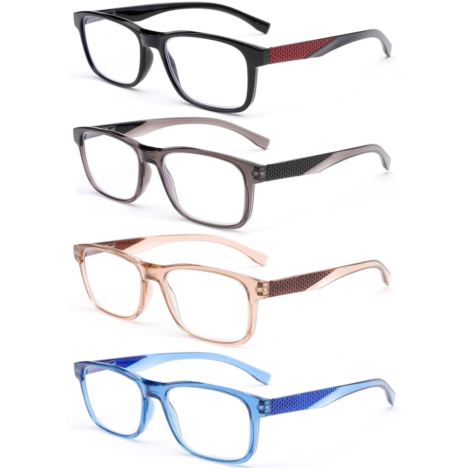SOVCOD 4 Pack Reading Glasses for Womens Blue Light Blocking Computer Readers Spring Hinges Eyeglasses Anti Eyestrain/Glare (4C, 1, x)