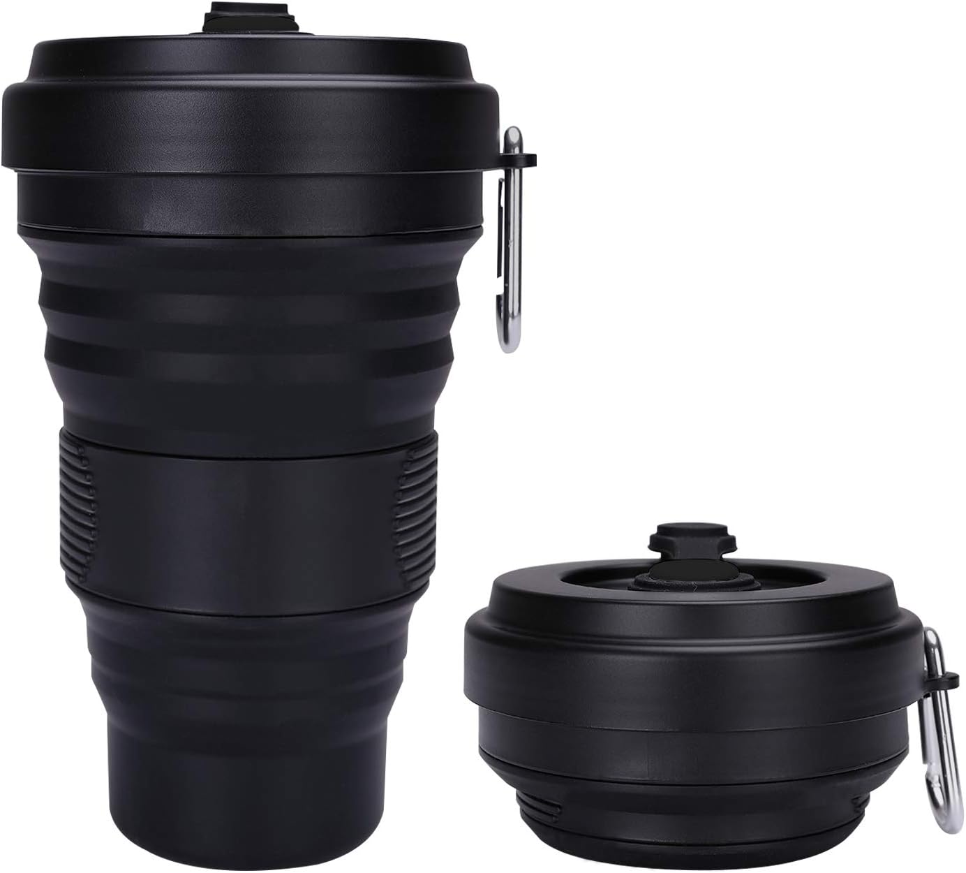 DARUNAXY Collapsible Travel Cup - 1 Pack Silicone Folding Camping Cup Sport Bottle with Lids - Expandable Scald-Proof Drinking Cup - 19 OZ Portable Bottle
