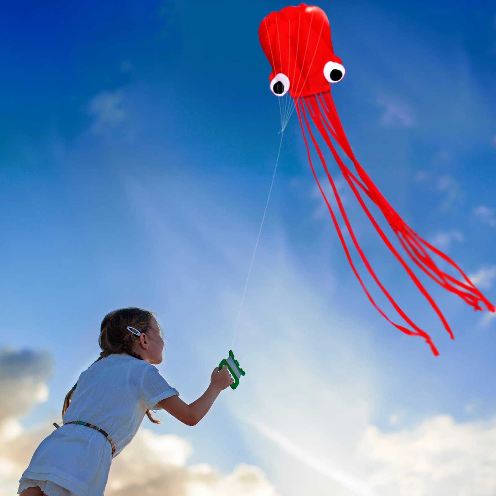 Hengda Kite Software Octopus Flyer Kite with Long Colorful Tail for Kids,Long,Large,for Kids and Adults,Easy to Fly