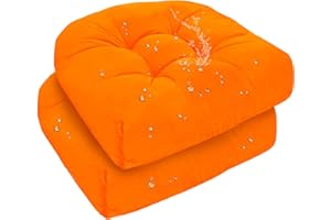 TESICA Outdoor Indoor U Shaped Wicker Seat Cushion Decorative Orange Tufted Chair Pads Chair Cushions Set for Patio Garden Home Office Furniture
