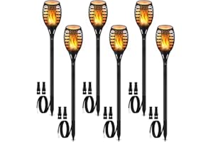 LUYE Low Voltage Torch Landscape Lights 12V Outdoor Wired LED Torches Pathway Lights IP65 Waterproof Flickering Flame Torch Light Low Voltage Landscape Lighting Christmas Decoration Light (6Pack)