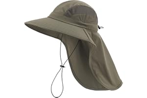 Home Prefer UPF 50+ Sun Hats for Men Women Wide Brim Fishing Hat with Neck Flap UV Protection Sunblock Safari Bucket Hat