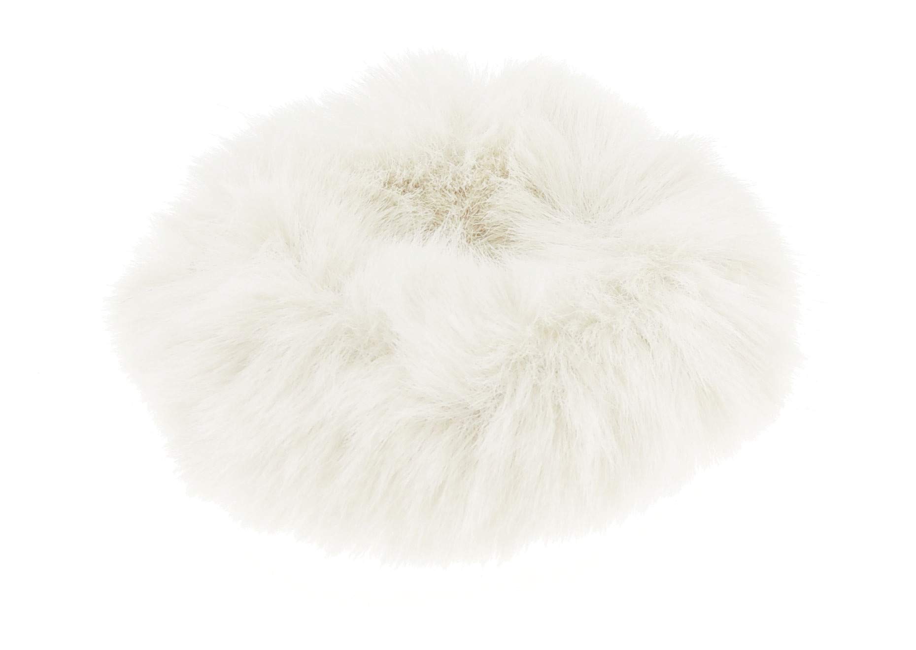 Cute Womens Girls Soft Plush Faux Fur Fabric Winter Sleep Christmas Birthday Wedding Bridesmaid Party Ponio Tie Elastic Accessories Bobbles Ponytail Holder Band Hair Scrunchie (White)