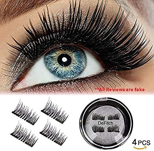 LEDitBe Magnetic False Eyelashes, 3D Black Dual Magnetic, Ultra Thick Ultra Solf and Long for Entire Eyes, Glamorous, Natural Look, Handmade Reusable Eyelashes 1Pair/4PCS (Black)