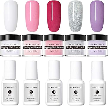 Nicole Diary Dip Nail Powder Kit De Démarrage Pour Les Ongles Système De Trempage Acrylique Poudre De Trempage Liquide Transparente Pour Jeu De