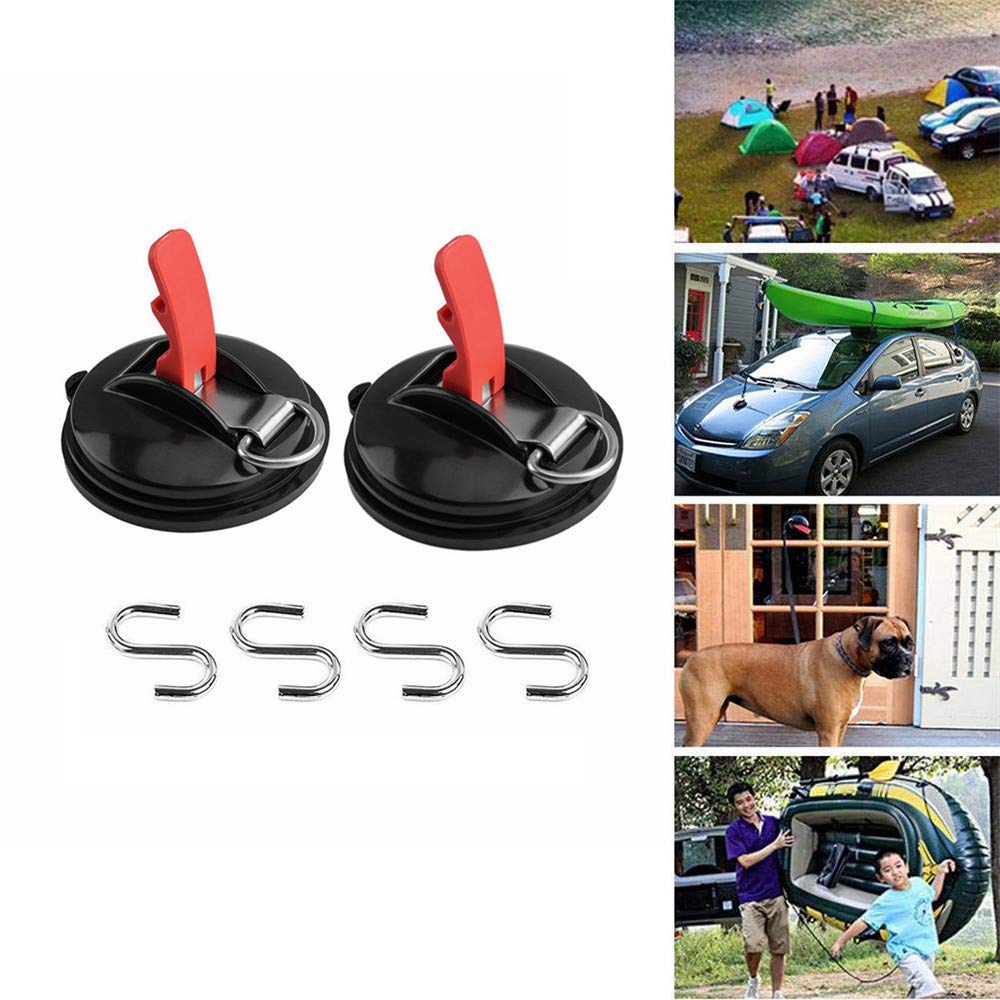 2pcs Heavy Duty Suction Cup Anchor with Securing Hook Multifunctional Car Tensioner for Tie Down Luggage Tarps Tents, Camping Car Van Truck Boat