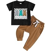 Gureui My First Easter Toddler Baby Boy Outfit Crewneck Short Sleeve T-Shirt Top Pants Newborn Infant Summer Clothes