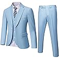 MrSure Men’s 3 Piece Suit Blazer, Slim Fit Tux with One Button, Jacket Vest Pants & Tie Set for Party, Wedding and Business