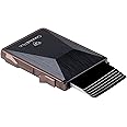 Conceal Plus Card Blocr Minimalist Wallet for Men, Slim Aluminum Tactical Design with RFID Blocking Security and Money Clip for Cash - Bronze with Carbon Fiber with Money Clip